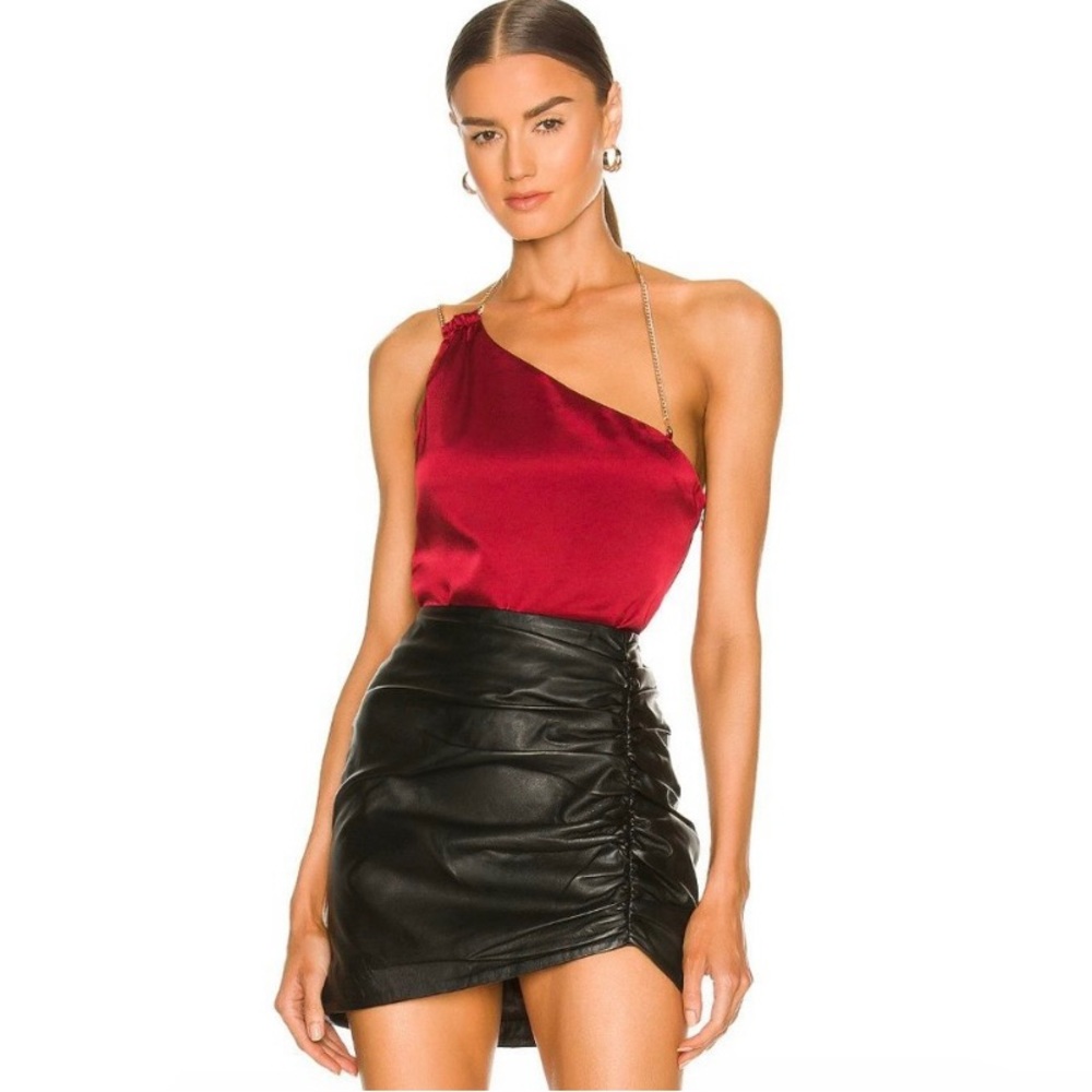 NBD Aldis Chain Bodysuit In Burgundy NWT